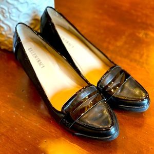 Ellen Tracy Loafer Wedge Heel Black Leather